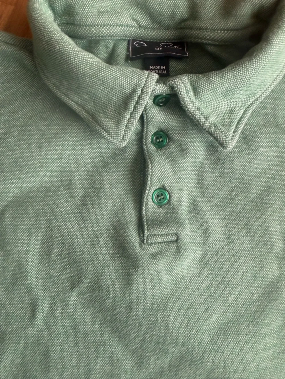 Oscar de la Renta Green Long Sleeve Polo